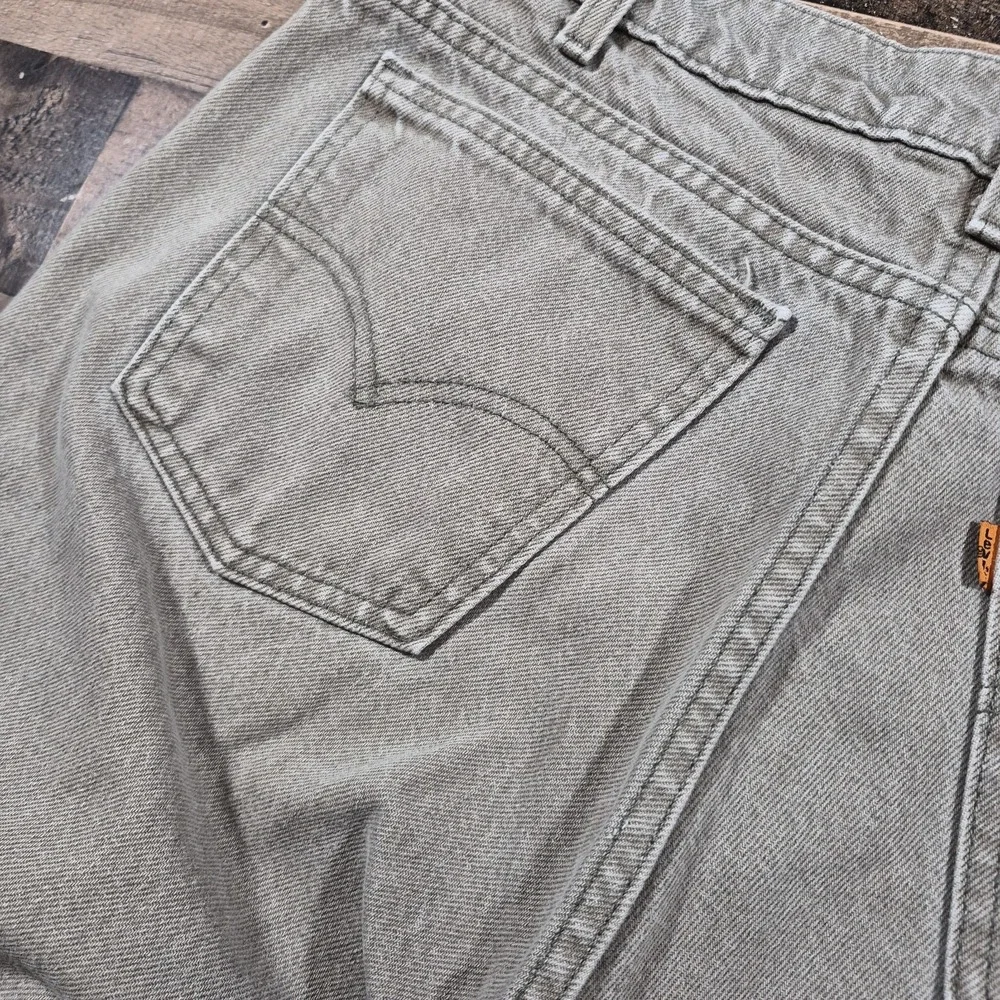 Vintage 90s 550 Levis Jeans Mens 34x27 Green Denim Orange Tab Made in USA 1996